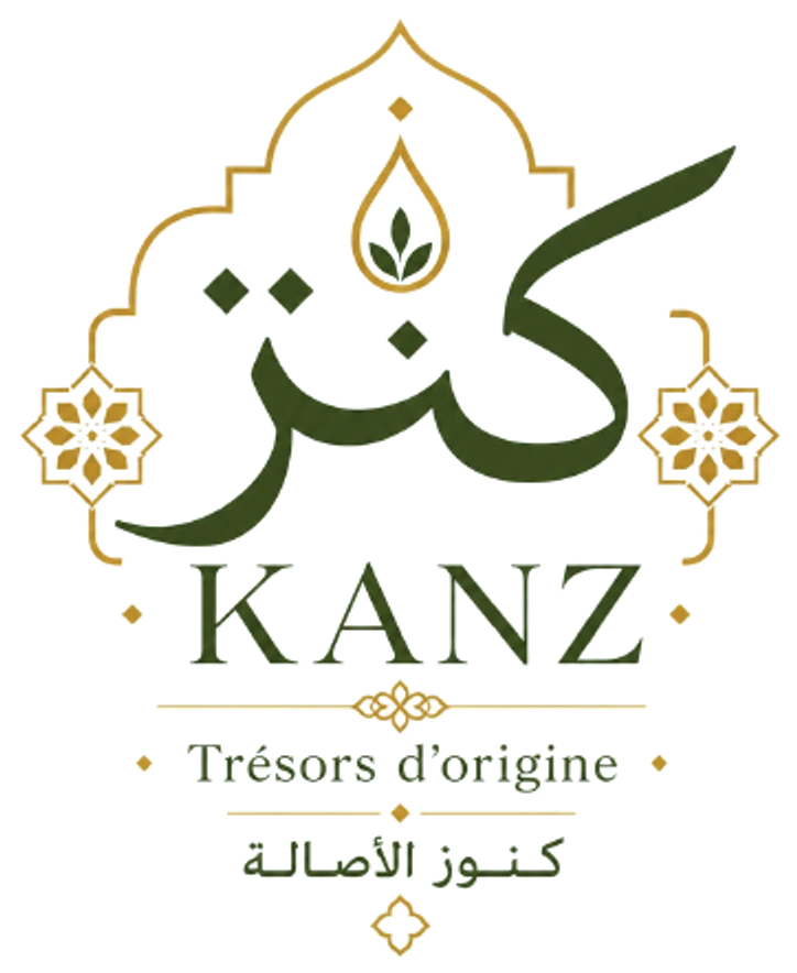 Logo KANZ : le mot « kanz » calligraphié en arabe sous une arche